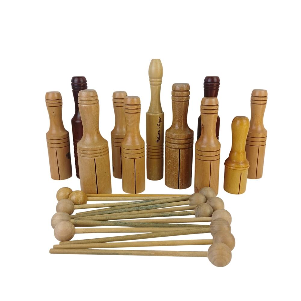Lot Wood Tone Blocks (11) with Mallets (13) Multiple Sizes & Colors Percussion